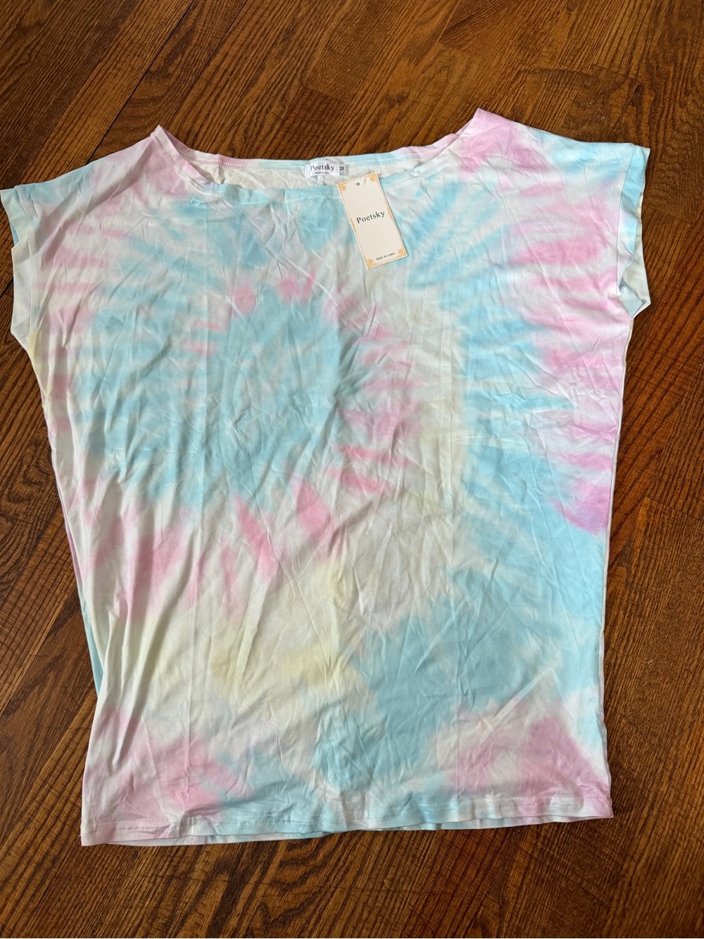 Poetsky Pastel Tie-Dye Short Sleeve Tee in Pink, Blue, Cream